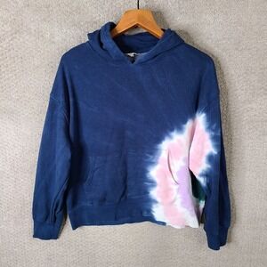 Wildfox Hoodie Womens Medium Blue Pink Tie Dye Pullover Sweatshirt